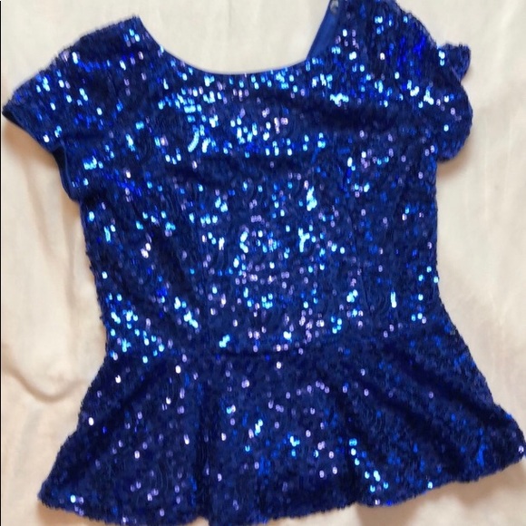 Moa Moa Tops - NWT Moa Moa Dark Blue Sequin Peplum Top XL